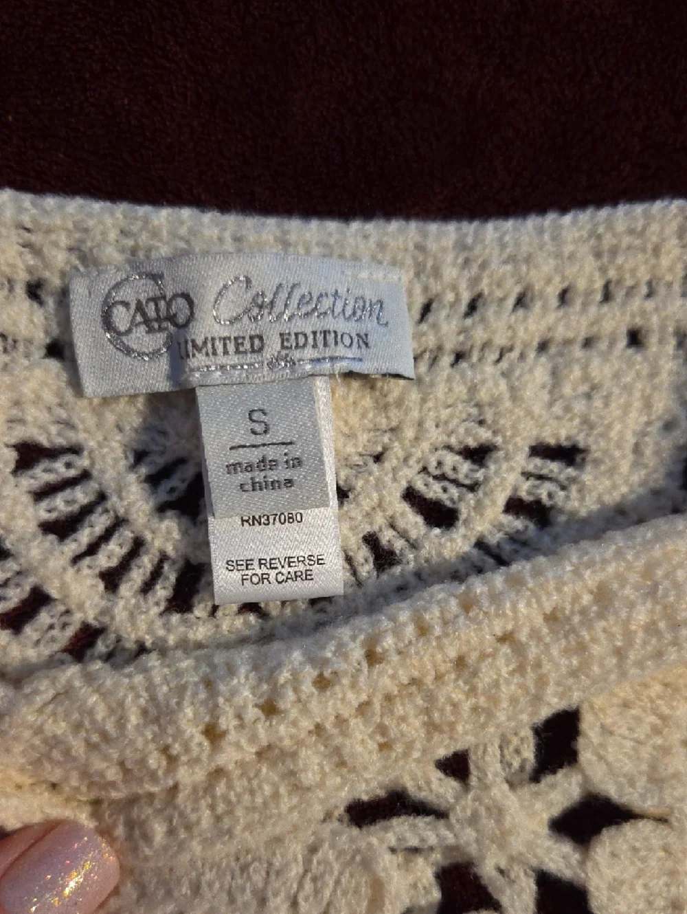 Cato Cream Crochet Flower And Circle Motif Short Sleeve Sweater - Picture 2 of 11